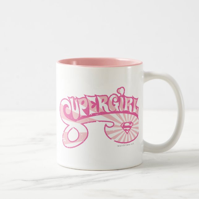 Supergirl Rosa Logotyp Star Burst Två-Tonad Mugg (Höger)