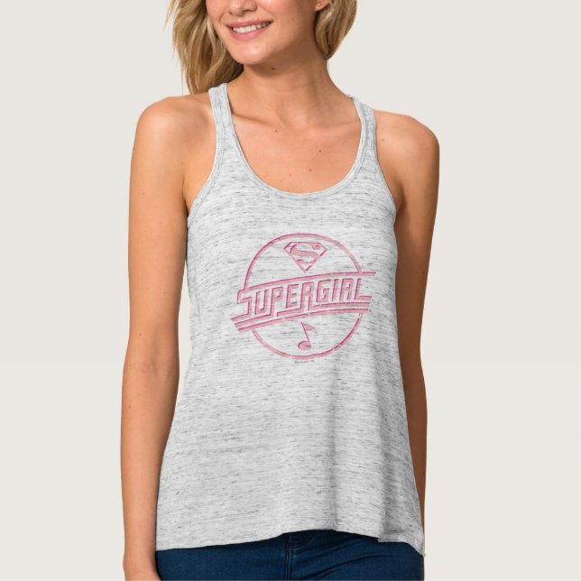 Supergirl Rosa Music Note Linne Med Racerback (Framsida)