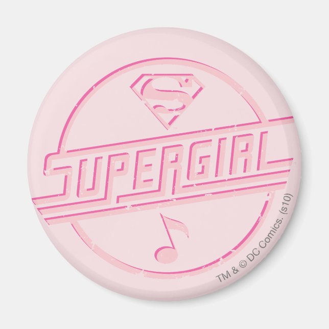 Supergirl Rosa Music Note Magnet (Framsidan)