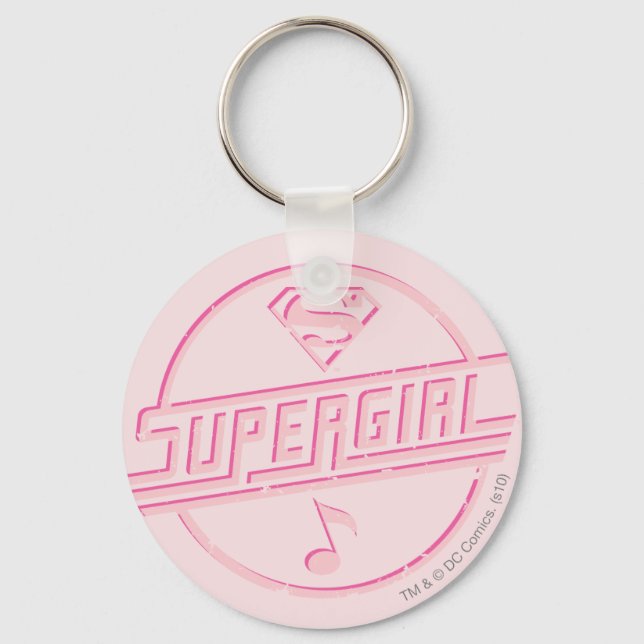 Supergirl Rosa Music Note Nyckelring (Framsida)