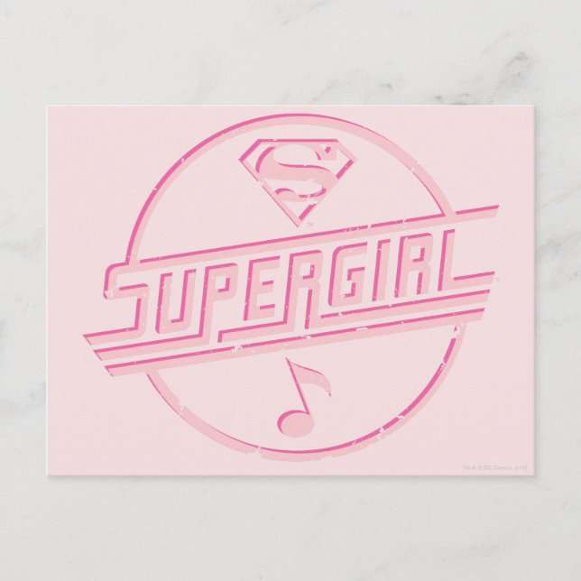 Supergirl Rosa Music Note Vykort (Framsida)