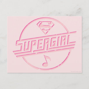 Supergirl Rosa Music Note Vykort
