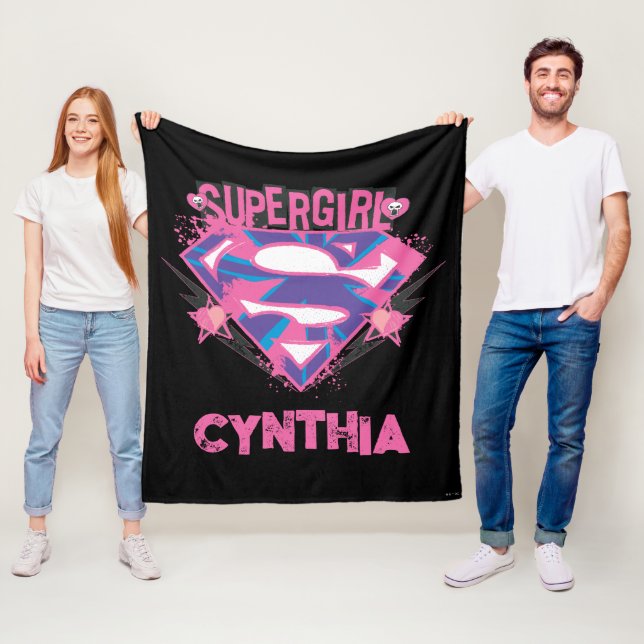 Supergirl Rosa och Lila Grunge-logotyp Fleecefilt (På plats)