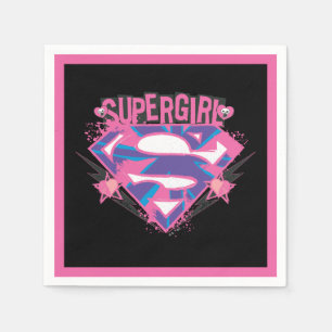 Supergirl Rosa och Lila Grunge-logotyp Pappersservett