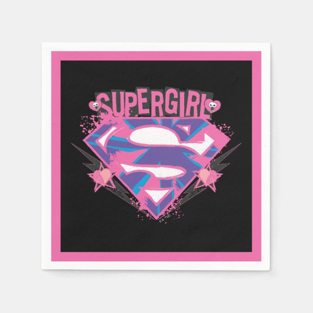 Supergirl Rosa och Lila Grunge-logotyp Pappersservett (Framsidan)