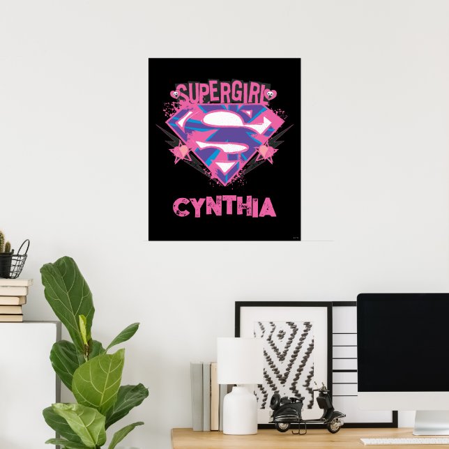Supergirl Rosa och Lila Grunge-logotyp Poster (Hemmakontoret)