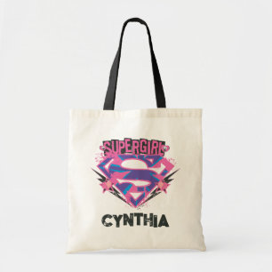 Supergirl Rosa och Lila Grunge-logotyp Tygkasse