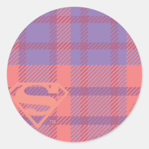 Supergirl Rosa och Lila Mönster Runt Klistermärke