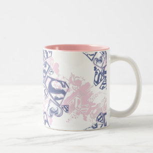 Supergirl Rosa och Lila Mönster Två-Tonad Mugg
