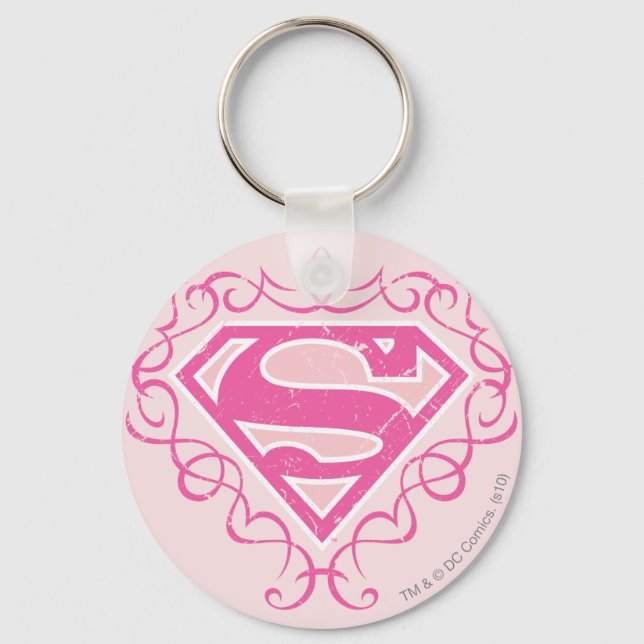 Supergirl Rosa Ränder Nyckelring (Framsida)