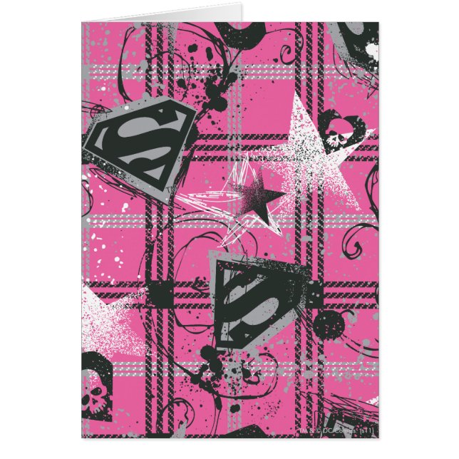 Supergirl Rosa Splatter Square Hälsningskort (Framsidan)