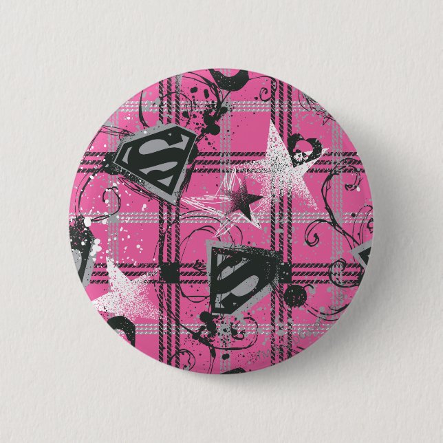 Supergirl Rosa Splatter Square Knapp (Framsida)