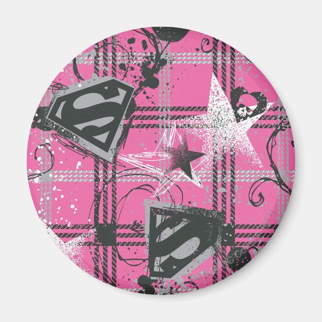 Supergirl Rosa Splatter Square Magnet (Framsidan)