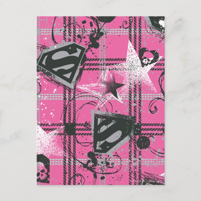 Supergirl Rosa Splatter Square Vykort (Framsida)