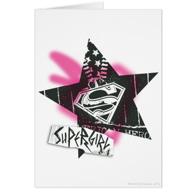 Supergirl Rosa Spray Paint Star Hälsningskort (Framsidan)