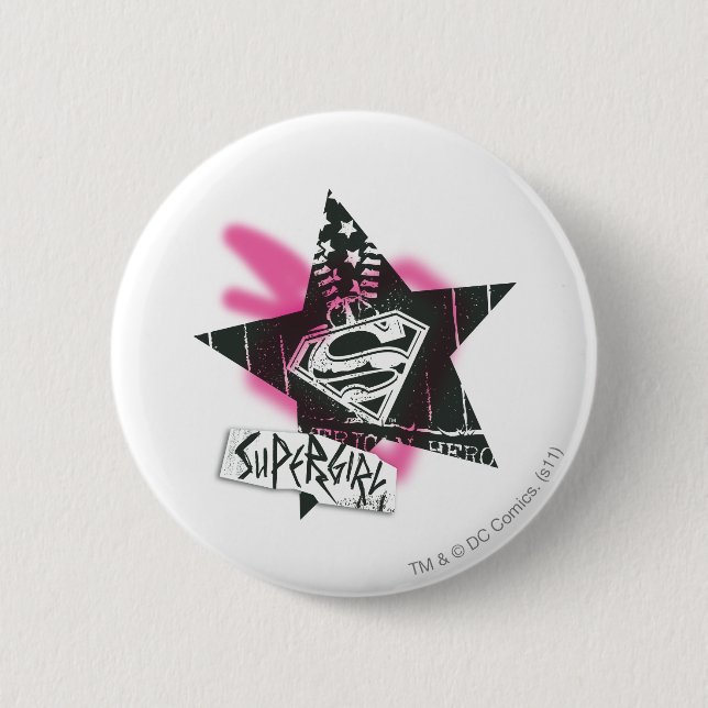 Supergirl Rosa Spray Paint Star Knapp (Framsida)