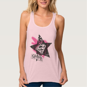 Supergirl Rosa Spray Paint Star Linne Med Racerback