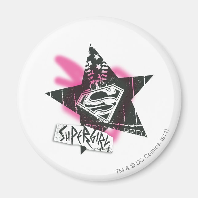 Supergirl Rosa Spray Paint Star Magnet (Framsidan)