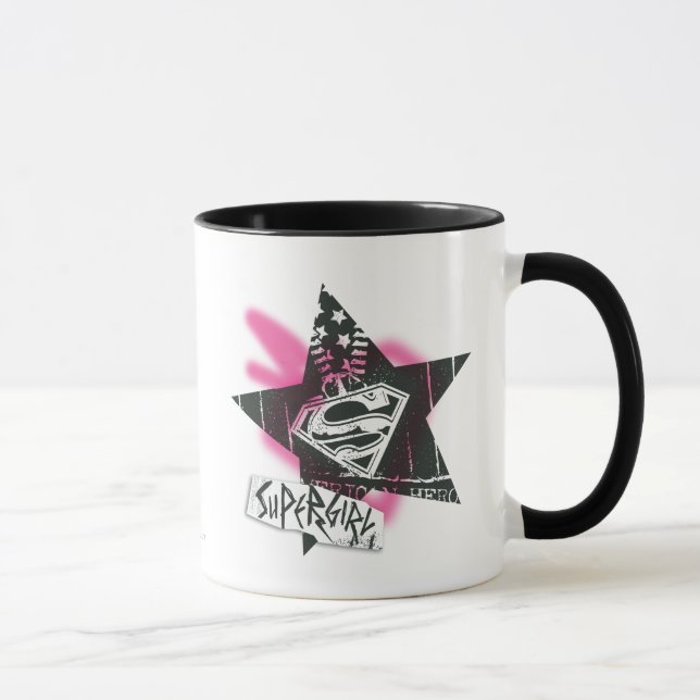 Supergirl Rosa Spray Paint Star Mugg (Höger)