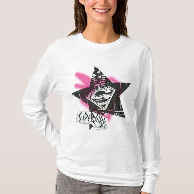 Supergirl Rosa Spray Paint Star T-shirt (Framsida)
