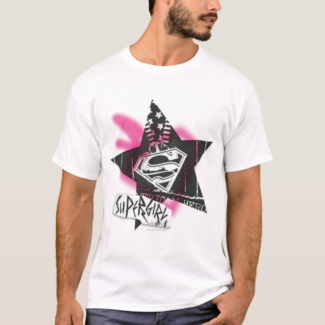 Supergirl Rosa Spray Paint Star Tröja (Framsida)