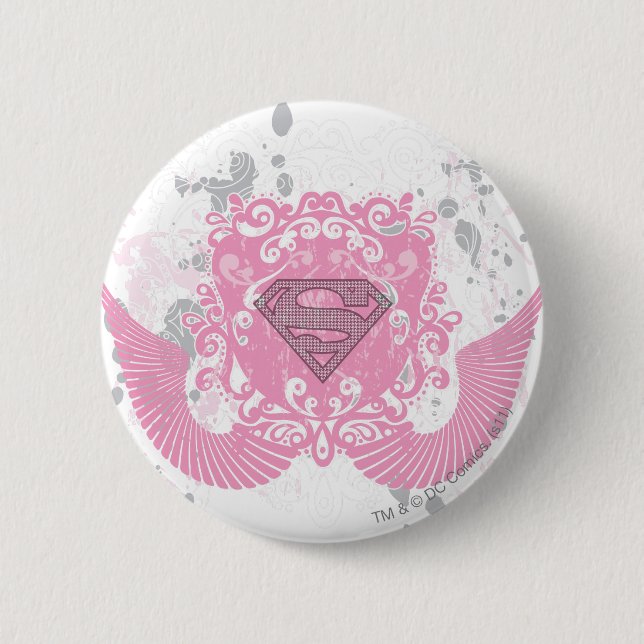 Supergirl Rosa Winged Design Knapp (Framsida)