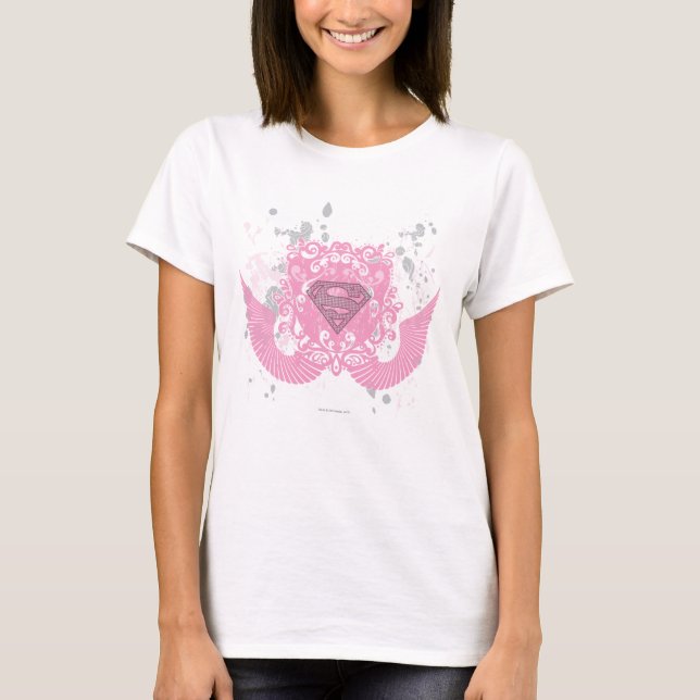 Supergirl Rosa Winged Design T-shirt (Framsida)