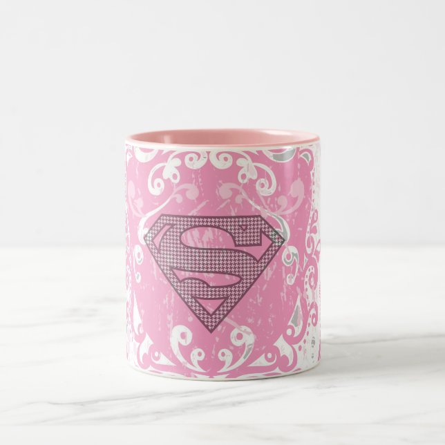 Supergirl Rosa Winged Design Två-Tonad Mugg (Center)