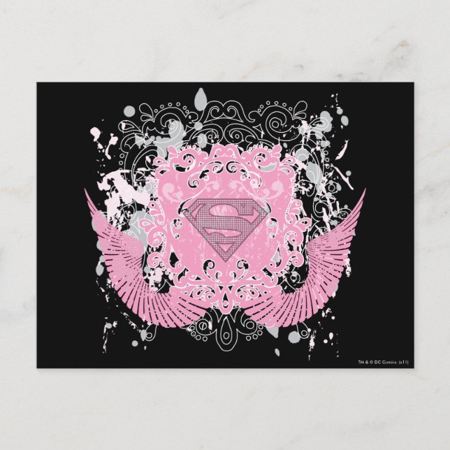 Supergirl Rosa Winged Design Vykort (Framsida)