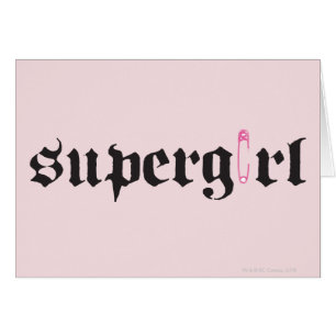 Supergirl Safety Pin Brev Hälsningskort