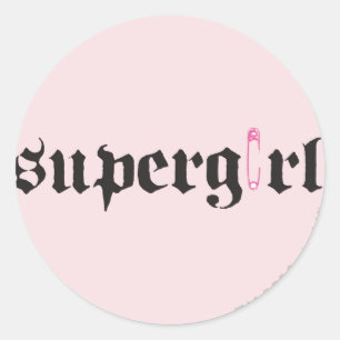 Supergirl säkerhetsnålbrev runt klistermärke