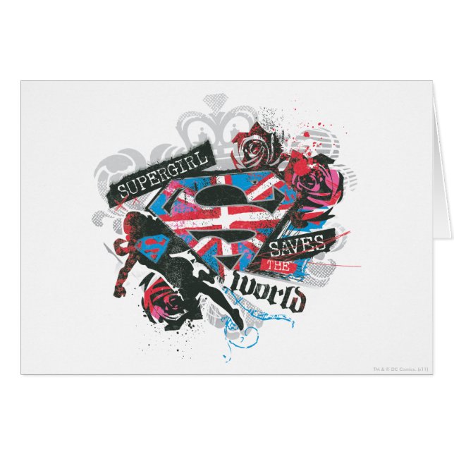 Supergirl Saves World Hälsningskort (Framsidan Horizontal)
