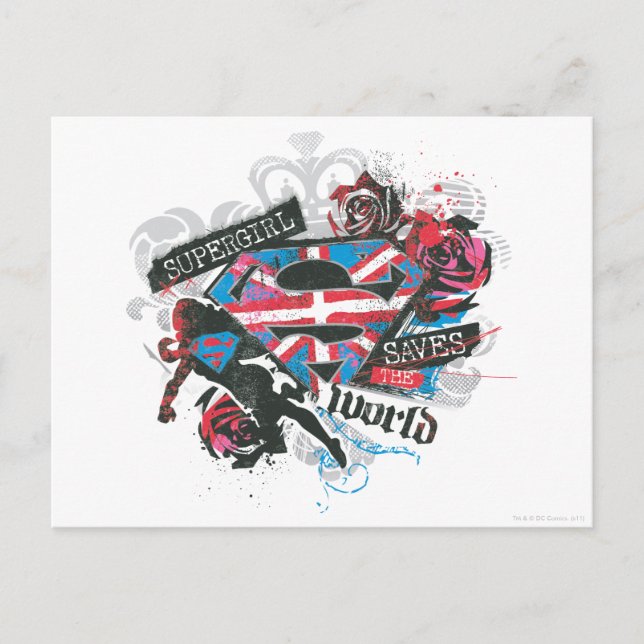 Supergirl Saves World Vykort (Framsida)