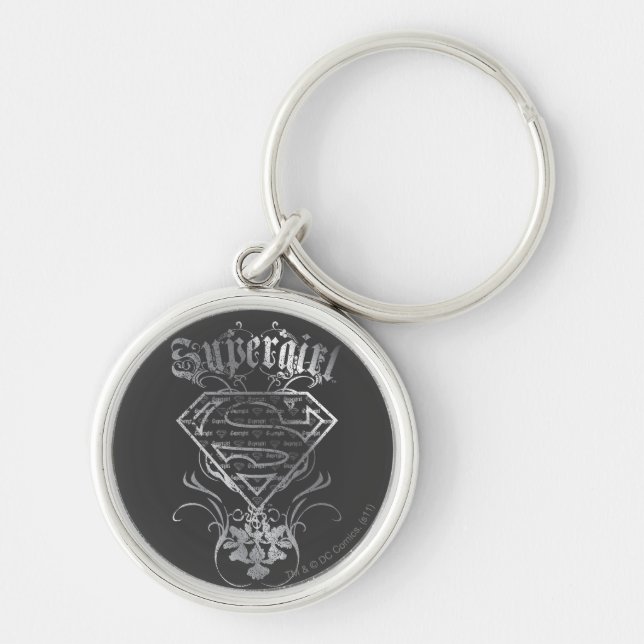 Supergirl Silver Logotyp Rund Silverfärgad Nyckelring (Framsidan)