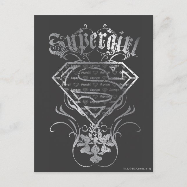 Supergirl Silver Logotyp Vykort (Framsida)