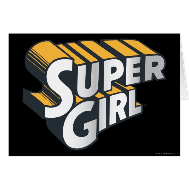 Supergirl Silver och Orange Logotyp Hälsningskort (Framsidan Horizontal)