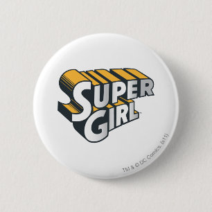 Supergirl Silver och Orange Logotyp Knapp
