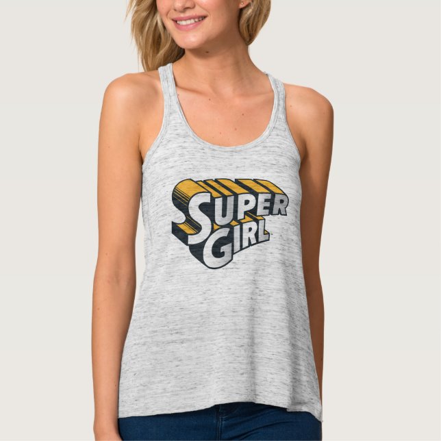 Supergirl Silver och Orange Logotyp Linne Med Racerback (Framsida)