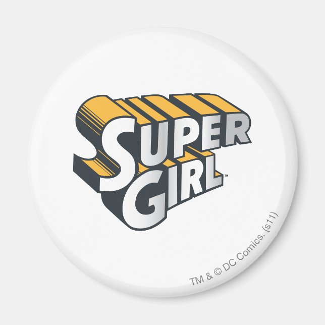Supergirl Silver och Orange Logotyp Magnet (Framsidan)