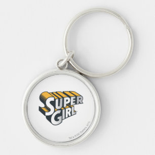 Supergirl Silver och Orange Logotyp Rund Silverfärgad Nyckelring