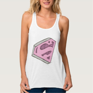 Supergirl Sketched Pink Logo Linne Med Racerback