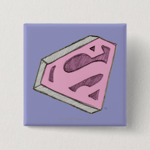 Supergirl Sketched Rosa Logotyp Knapp