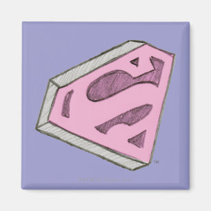Supergirl Sketched Rosa Logotyp Magnet