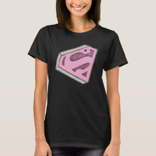 Supergirl Sketched Rosa Logotyp T Shirt