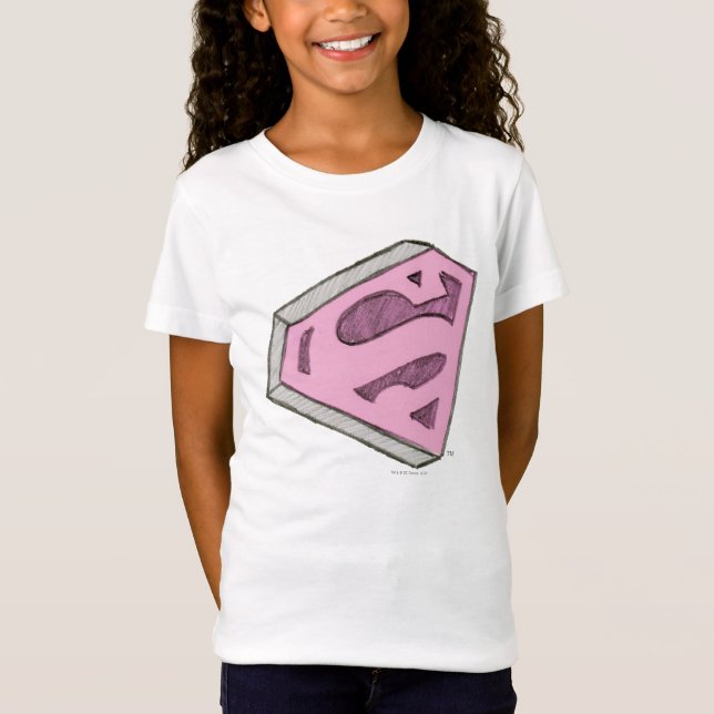 Supergirl Sketched Rosa Logotyp T-shirt (Framsida)