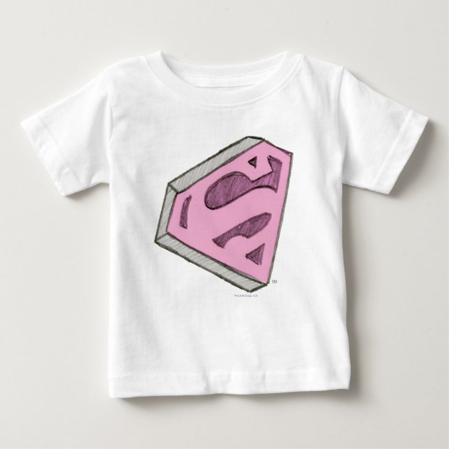 Supergirl Sketched Rosa Logotyp Tee (Framsida)