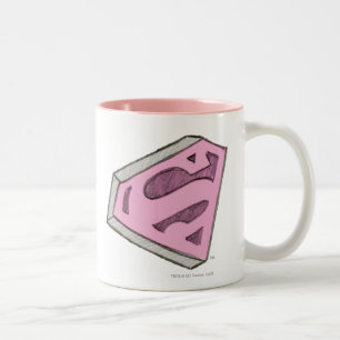 Supergirl Sketched Rosa Logotyp Två-Tonad Mugg