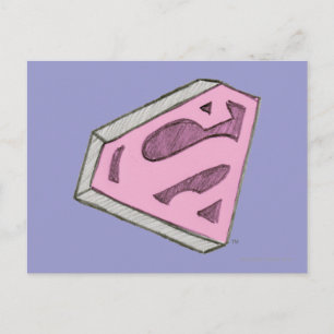 Supergirl Sketched Rosa Logotyp Vykort