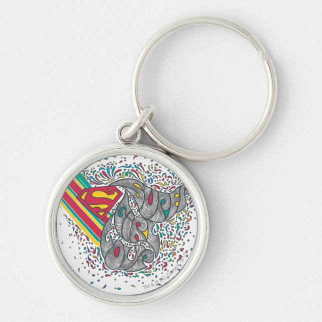 Supergirl Slumpmässig Värld 2 Rund Silverfärgad Nyckelring (Framsidan)