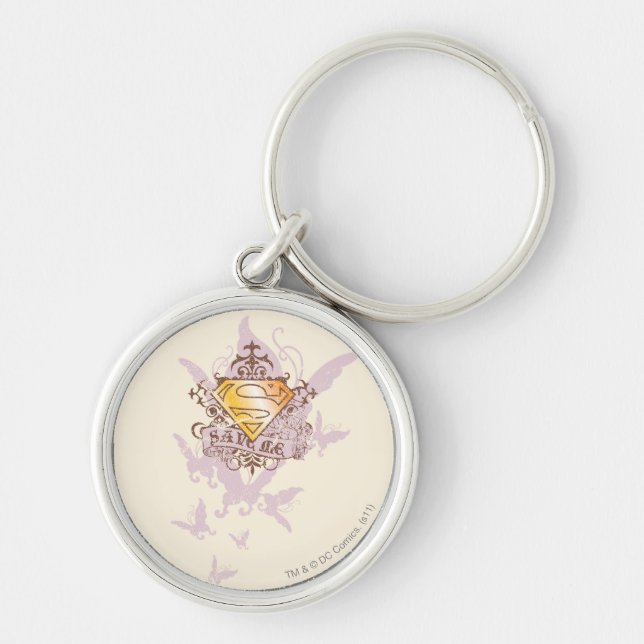 Supergirl Spara Me Rund Silverfärgad Nyckelring (Framsidan)